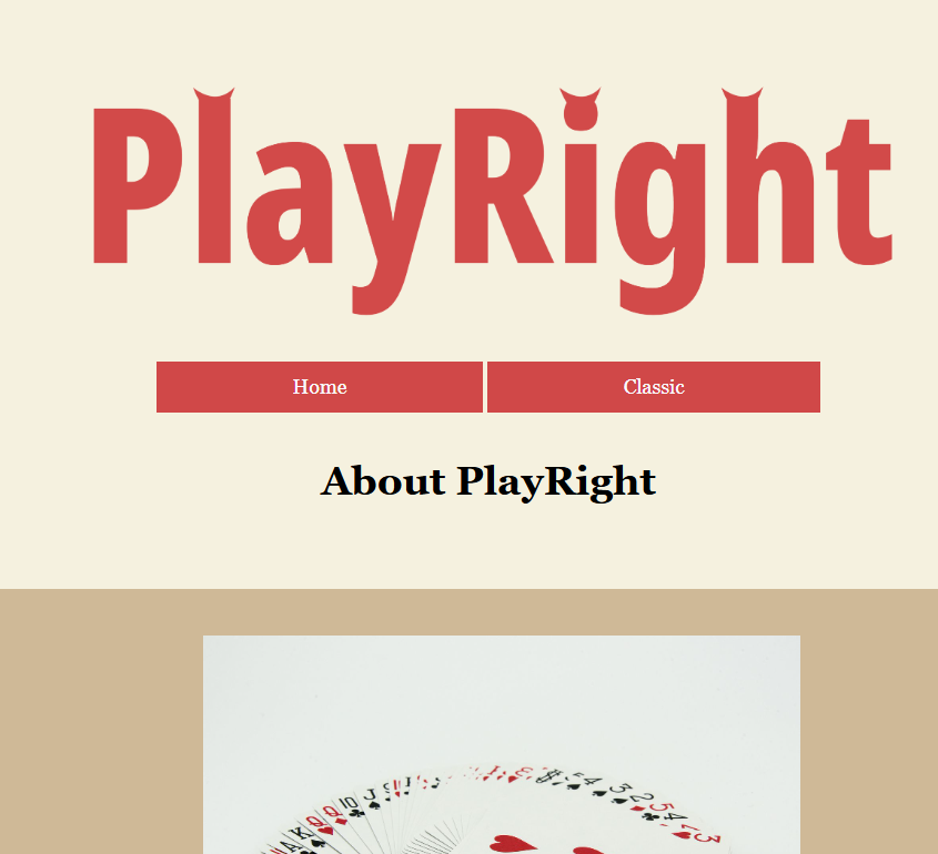 Card Game Website Screenshot